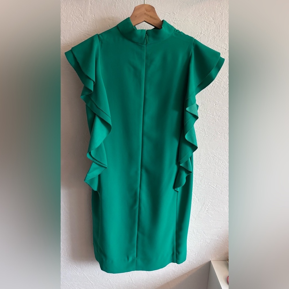 Kate Spade Teal Turquoise Flutter Sleeveless Ruffle Mini Dress - Picture 9 of 12